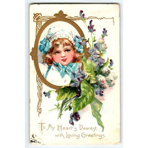 Frances Brundage Postcard Valentine Sweet Girl Floral Missives 1900's Tuck
